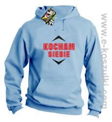 Kocham siebie - bluza z kapturem błękitna