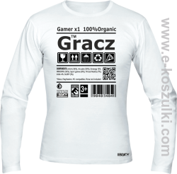 Gracz GAMER - longsleeve męski biały