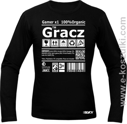 Gracz GAMER - longsleeve męski czarny