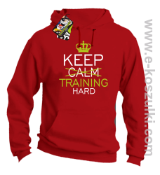 Keep Calm and TRAINING HARD - bluza z kapturem czerwony