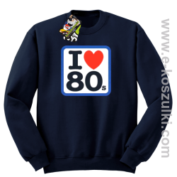 I love 80s- bluza z nadrukiem bez kaptura 
granatowy