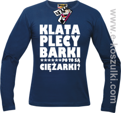 Klata, plecy, barki - longsleeve męski - granatowy
