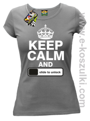 Keep calm and slide to unclock - koszulka damska szara