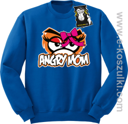 Angry mom - zabawna bluza dla mamy bez kaptura niebieska