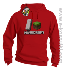 I love Minecraft - bluza z kapturem czerwony