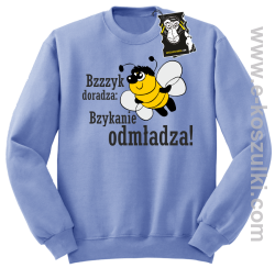 Bzyyyk doradza bzykanie odmładza!- śmieszna bluza z nadrukiem - błękitny