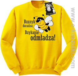 Bzyyyk doradza bzykanie odmładza!- śmieszna bluza z nadrukiem - żółty