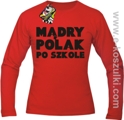 Mądry Polak po szkole - longsleeve męski czerwony