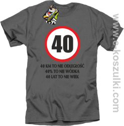 40 KM TO NIE ODLEGŁOŚĆ 40_ to nie wódka 40 lat to nie wiek - koszulka męska szara