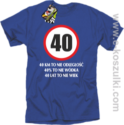 40 KM TO NIE ODLEGŁOŚĆ 40_ to nie wódka 40 lat to nie wiek - koszulka męska niebieska