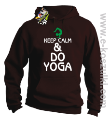 Keep Calm & DO YOGA - bluza z  kapturem brązowy