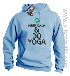 Keep Calm & DO YOGA - bluza z  kapturem błękitny