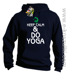Keep Calm & DO YOGA - bluza z  kapturem granatowy