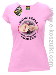 Mama i Córka najlepsze przyjaciółki na całe życie - koszulka damska TALIOWANA różowa