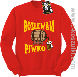 Rozlewam piwko - bluza dla piwosza bez kaptura czerwona