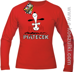 Hurra piątecek - longsleeve męski czerwony