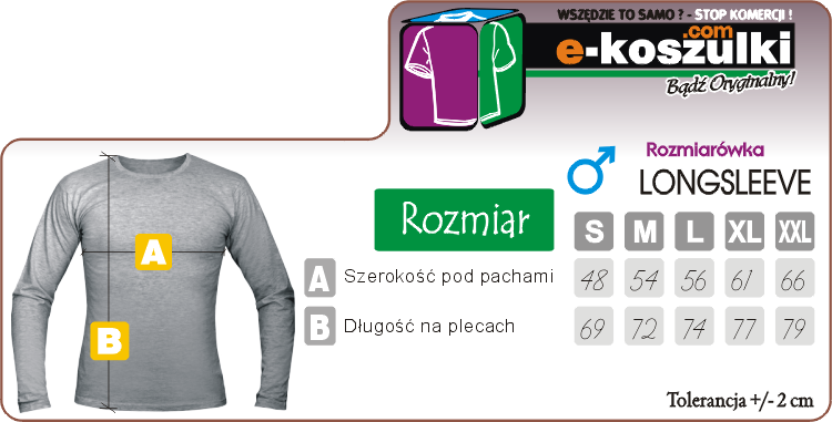 longsleeve rozmiarówka koszulki z długim rękawem